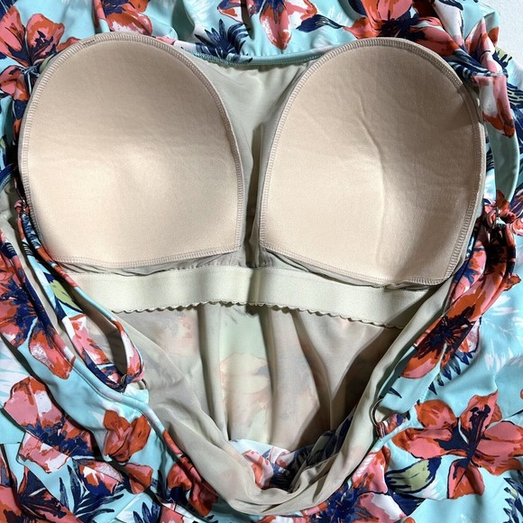 CATHERINES One Piece Swimsuit Bathing Suit Ruffles Built in Bra Floral Size 32W - Picture 8 of 12